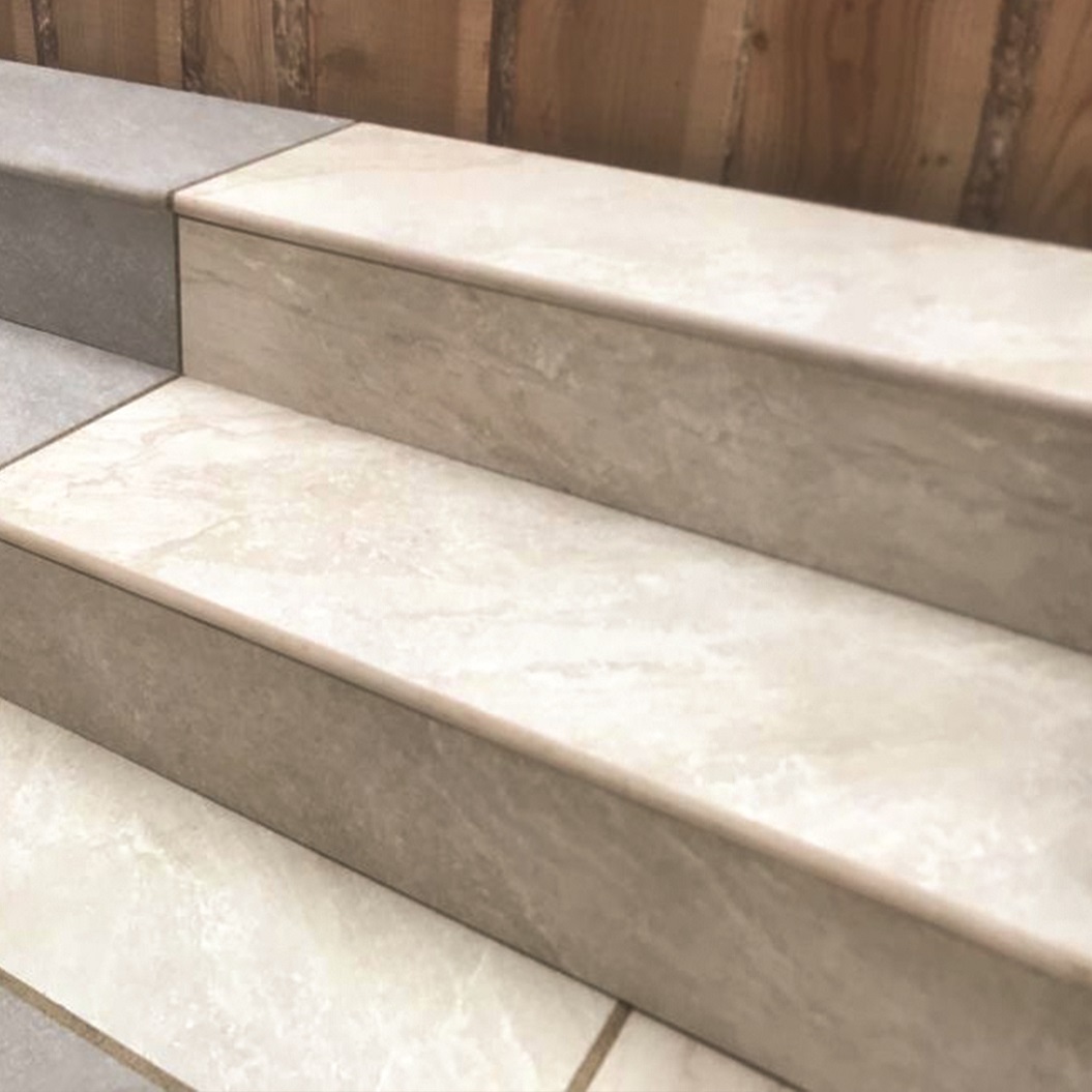 Ivory Beige Porcelain Bullnose Steps - 900×450 20MM