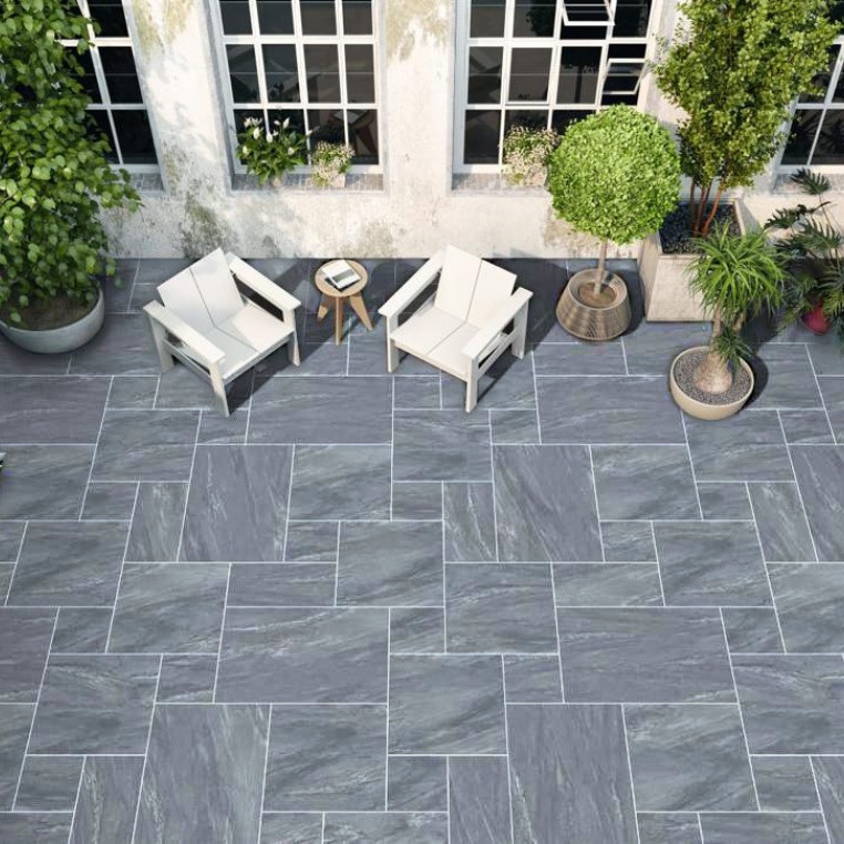 Anthracite Black Porcelain Paving Slabs 1200x600