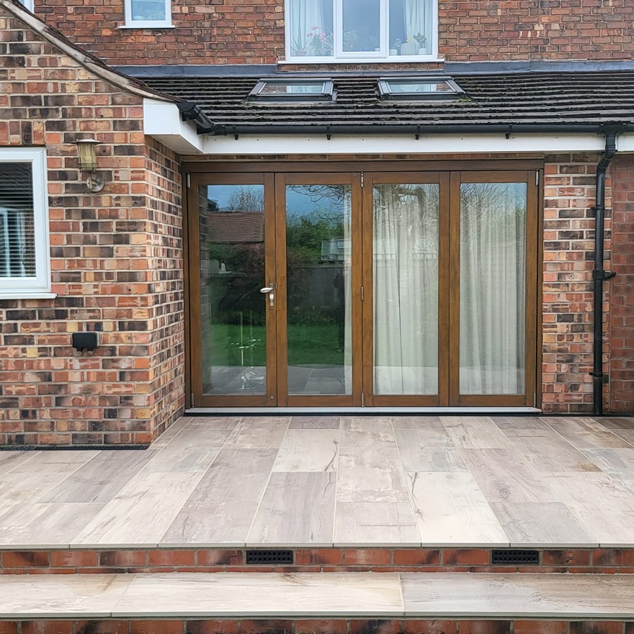 Beige Wood Effect Porcelain 1200x400 Paving Slabs