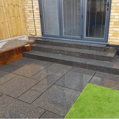 Black Granite Mixed Size Paving Slabs
