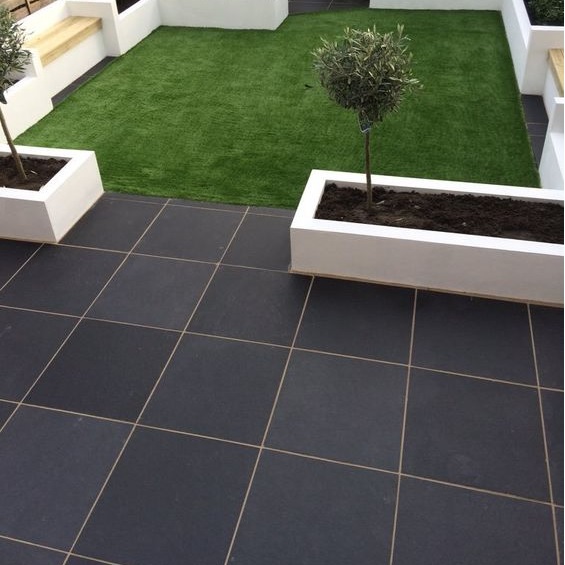 Black Limestone Sawn Edge Paving Slabs 600x600