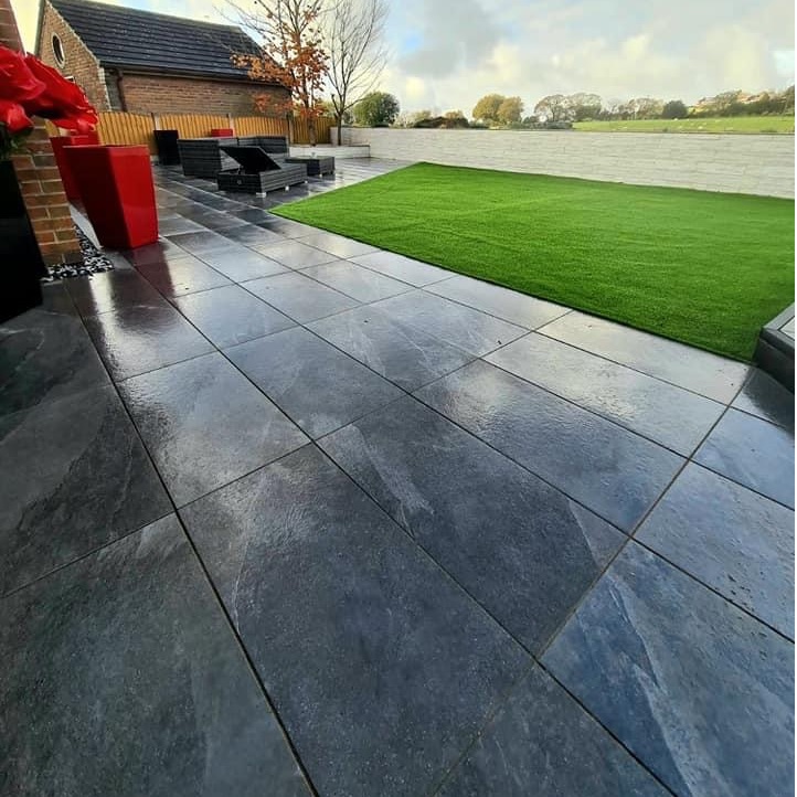 Brazilian Black Slate Porcelain Paving Slabs 900x600