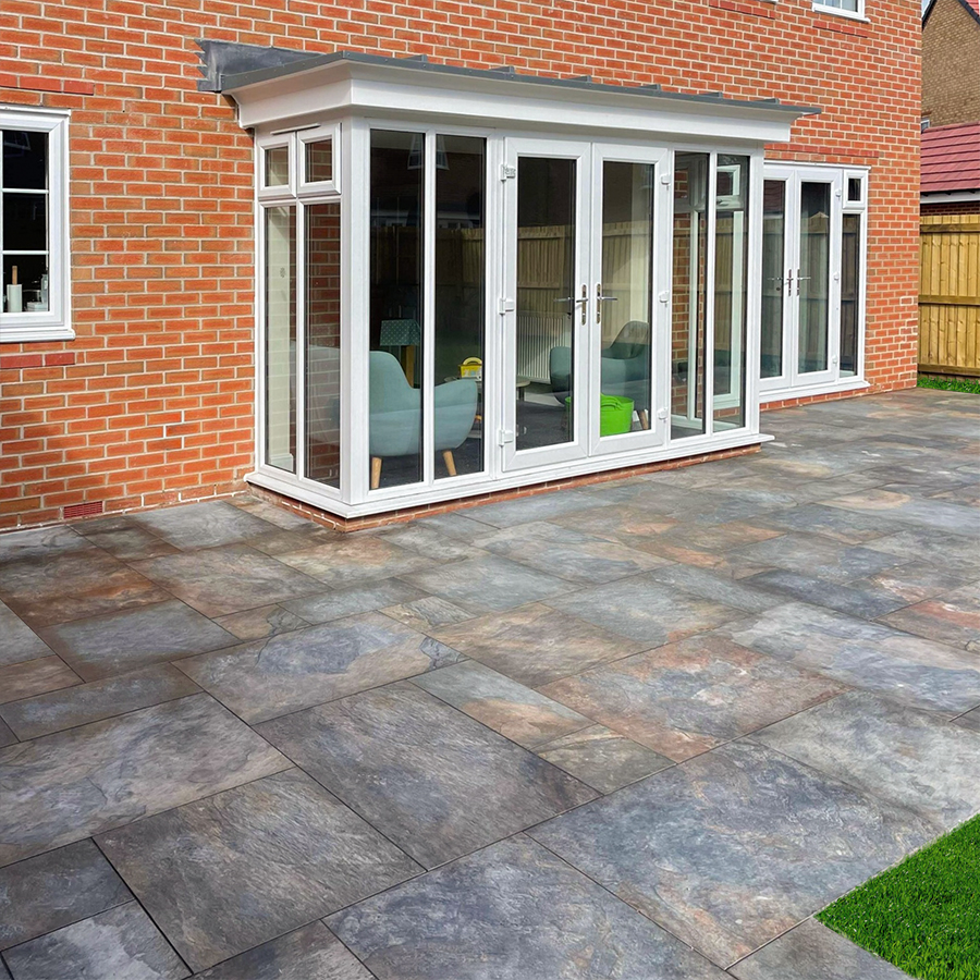 Copper Slate Porcelain Mixed Size Paving Slabs