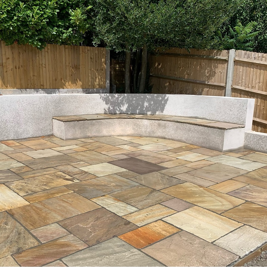 Fossil Mint Natural Sandstone Paving Slabs Mixed Size