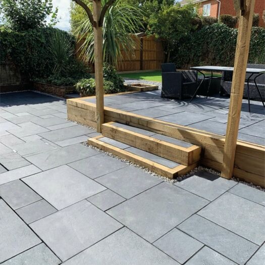 Grey Natural Limestone Paving Slabs Mixed Size