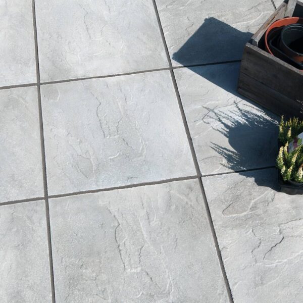 Homepave Light Grey Riven Concrete 450x450 Paving Slabs