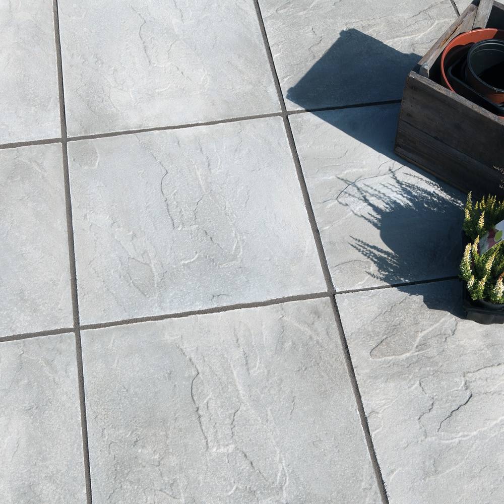 Homepave Light Grey Riven Concrete 450x450 Paving Slabs