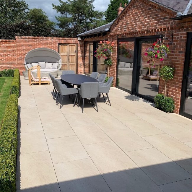 Ivory Beige Porcelain Paving Slabs 900x600