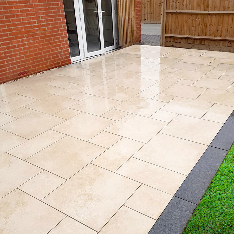 Ivory Beige Mixed Size Porcelain Paving Slabs