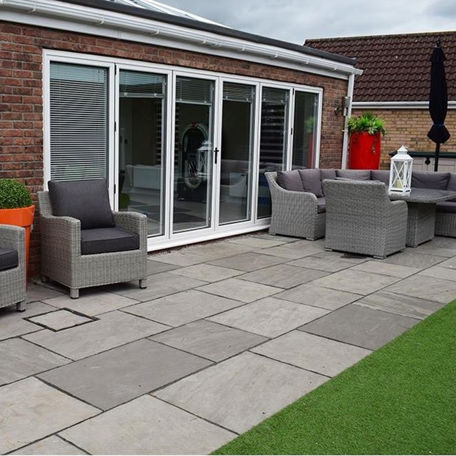 Sandstone Kandla Grey Natural Paving Slabs 600x600