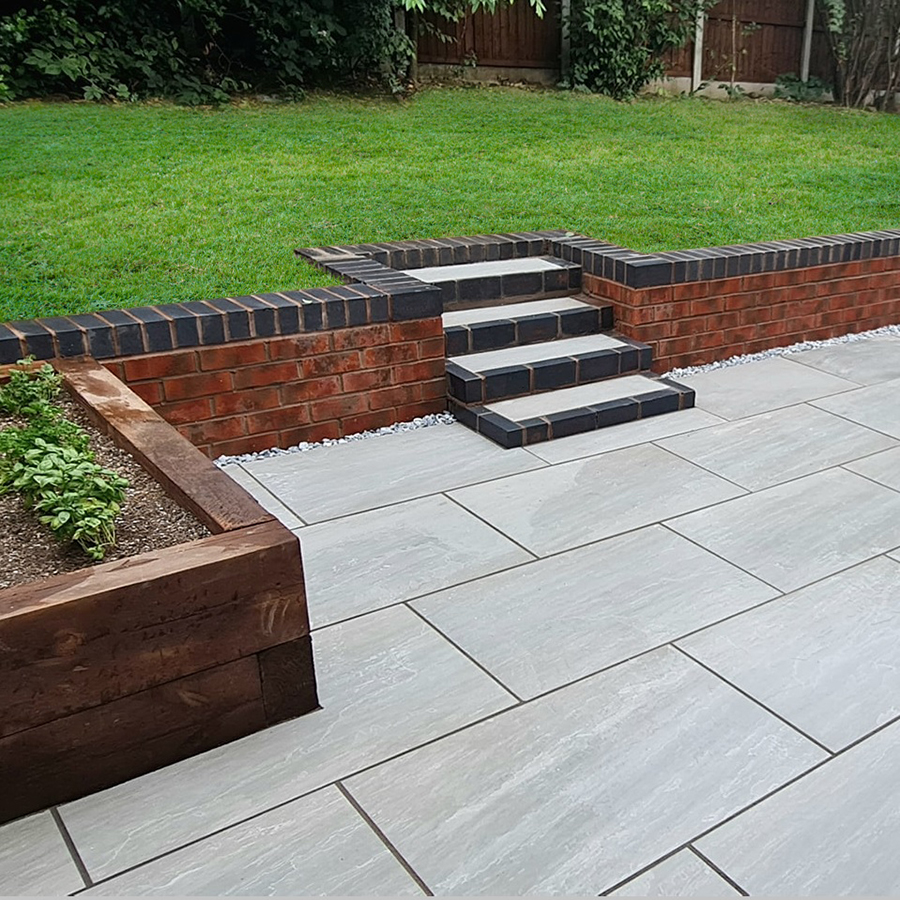 Kandla Grey Natural Porcelain 1200x600 Paving Slabs.