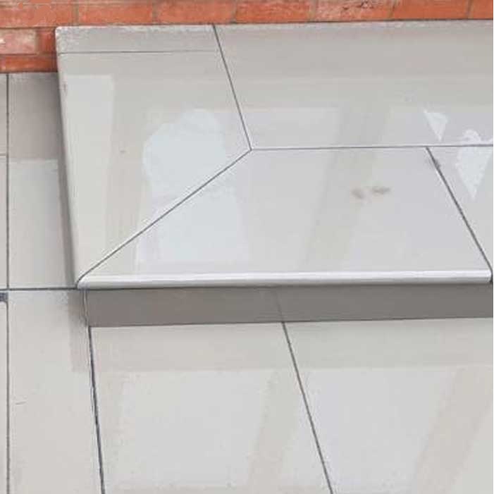 Kandla Grey Smooth Porcelain Bullnose Steps - 900x450 20MM