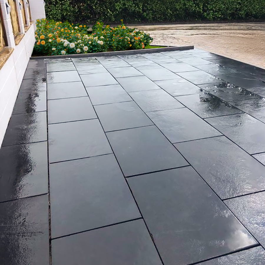 Black Limestone Natural Paving Slabs 600x290