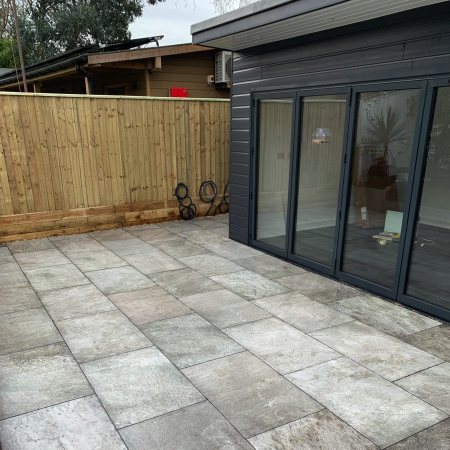 Quartzite Grey Porcelain Paving Slabs 900x600