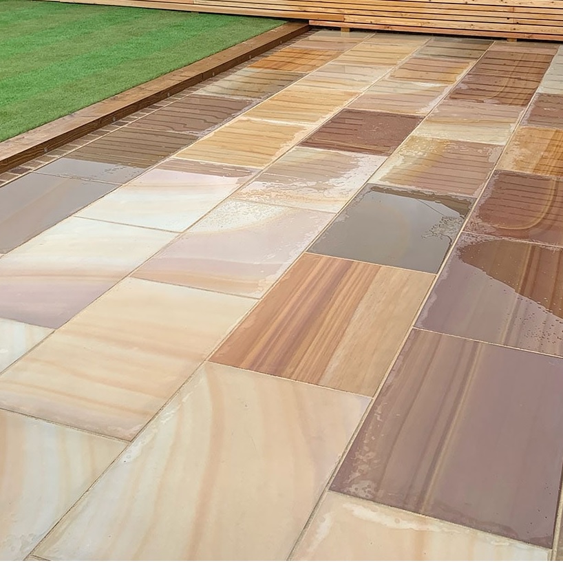 Rippon Buff Smooth Sandstone Paving Slabs 900x600