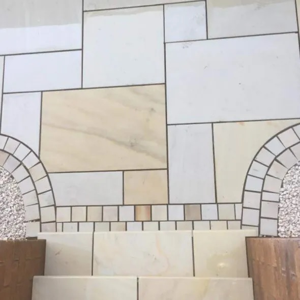 Smooth Sandstone Cobble Setts Mint Ivory 100x100 30MM