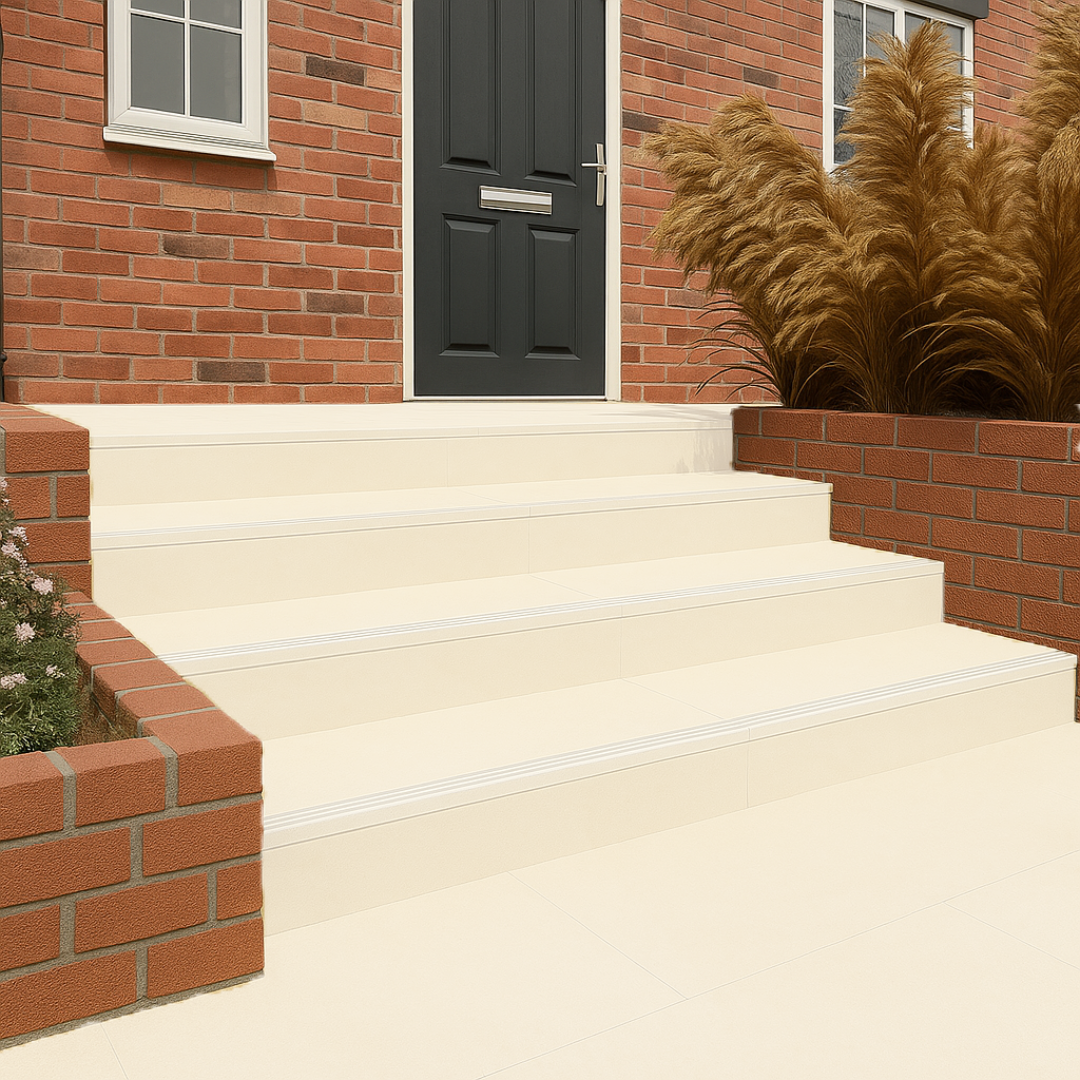 Ivory Beige Porcelain Bullnose Steps - 900×450 20MM