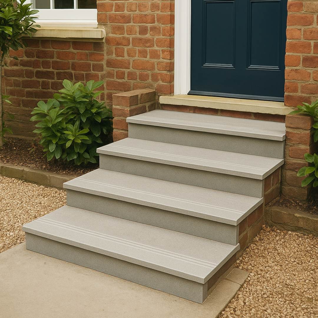 Hammer Grey Porcelain Bullnose Steps 900×450 20MM
