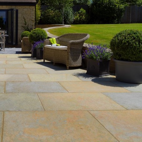 Yellow Limestone Brush Tumbled Paving Slab 900x600
