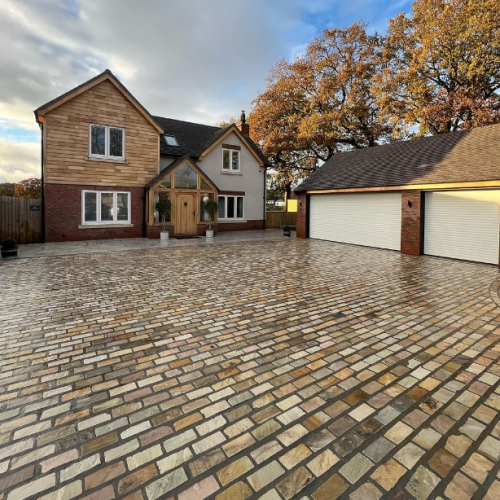 Fossil Mint Natural Sandstone 200x100 40-60MM Cobble Setts